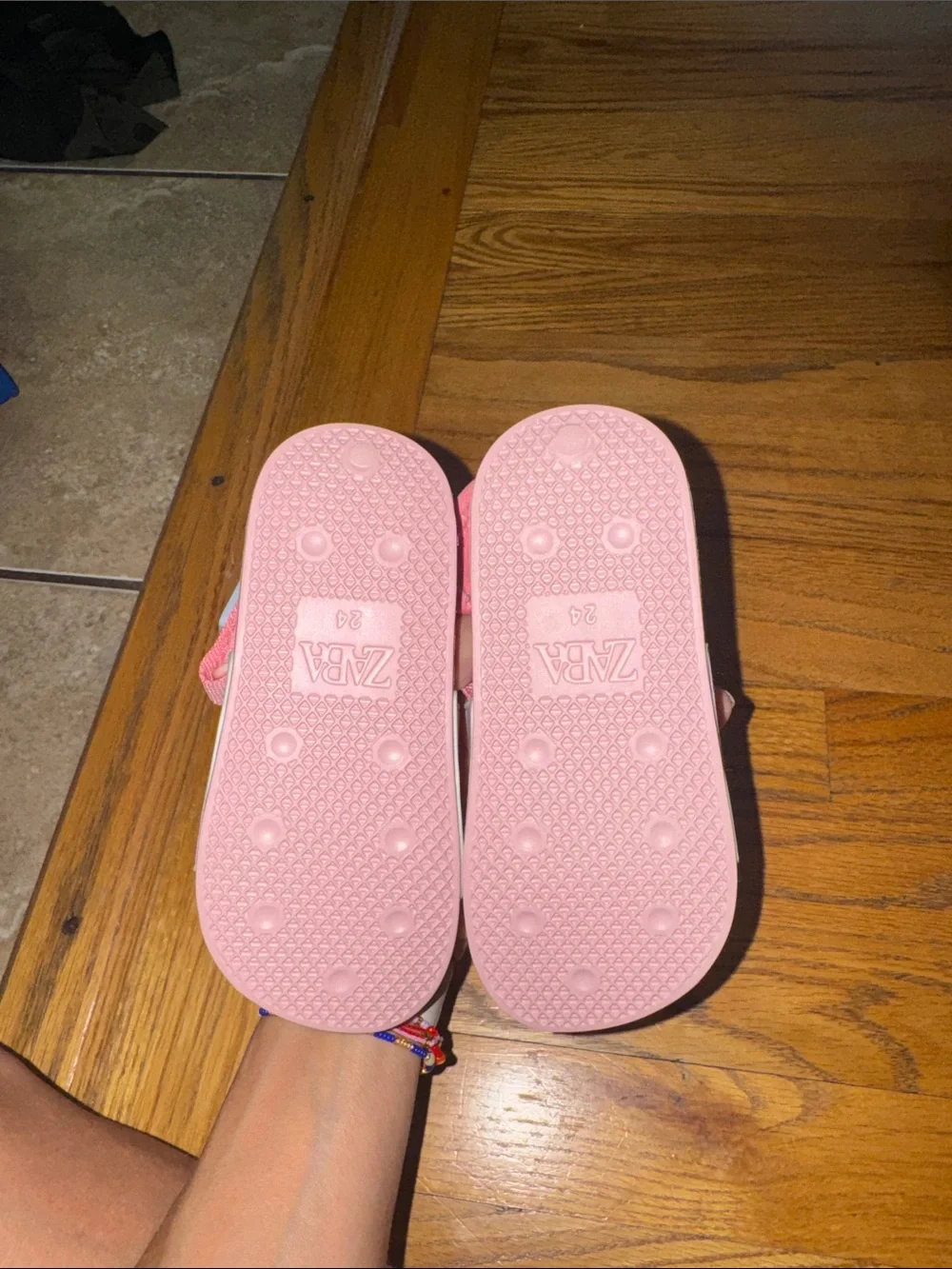 Disney Pink Minnie Mouse Striped Slide Sandals